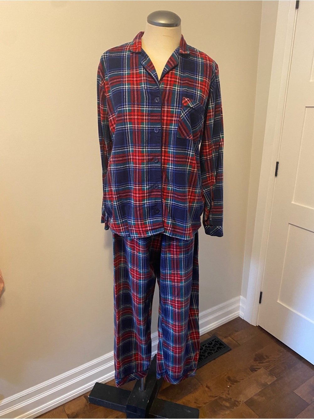 La Vie En Rose Red and Blue Plaid Kids Pajama Set